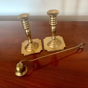 Brass candlestick Holders & Snuffer